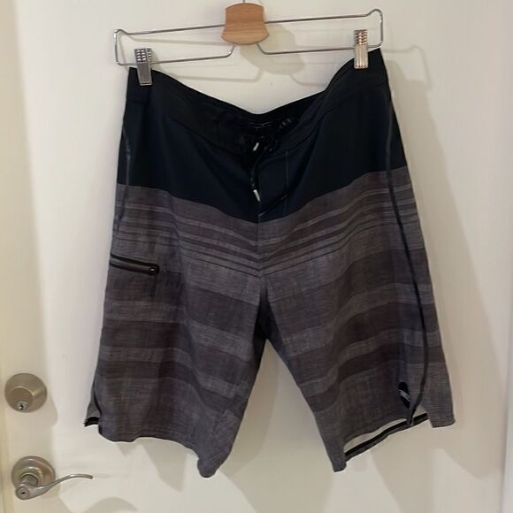 O' NEILL hyperfreak swim boardshorts lace up stretch gray black stripe - Picture 11 of 12